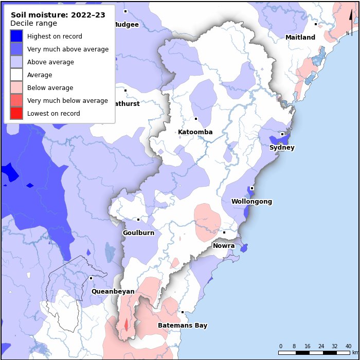Soil moisture deciles: July 2022–June 2023