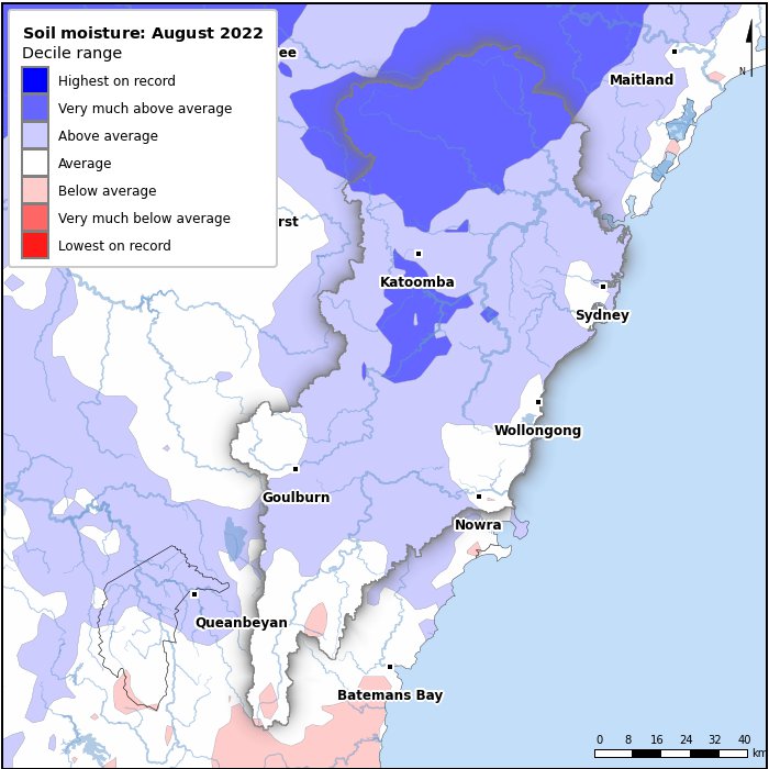 Soil moisture deciles: August 2022