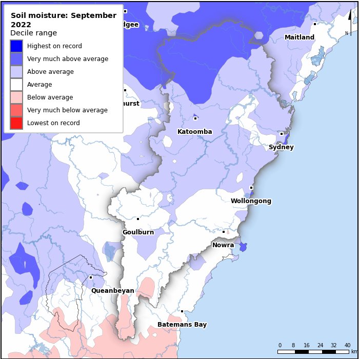 Soil moisture deciles: September 2022
