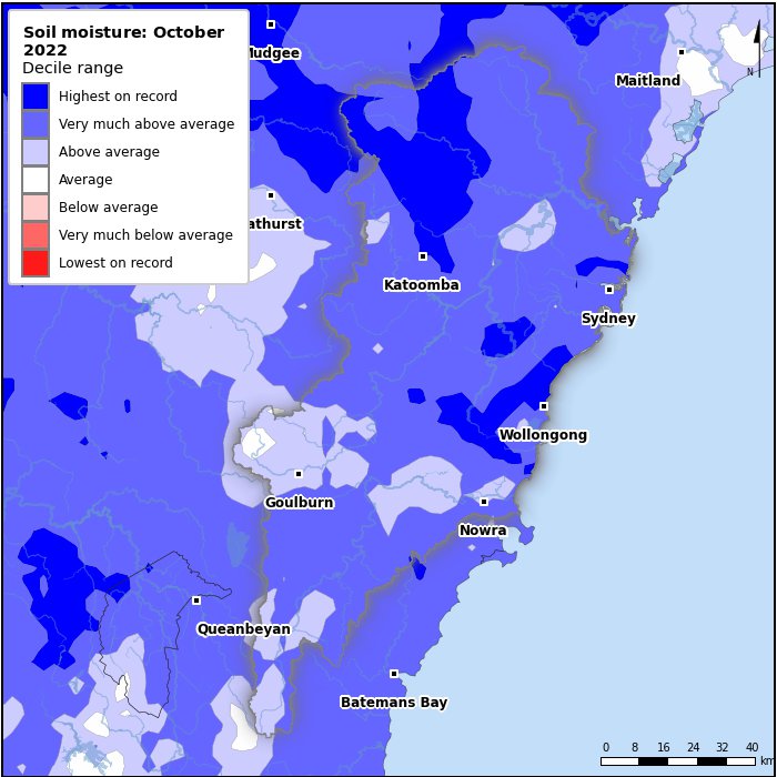 Soil moisture deciles: October 2022