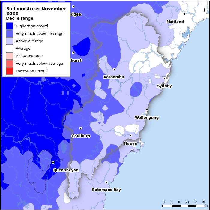 Soil moisture deciles: November 2022