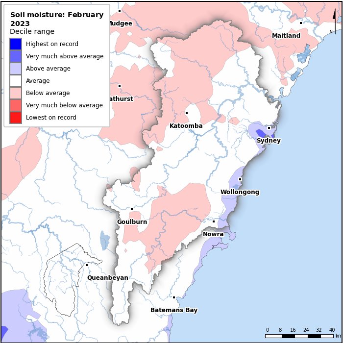 Soil moisture deciles: February 2023