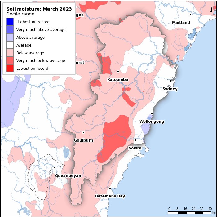 Soil moisture deciles: March 2023