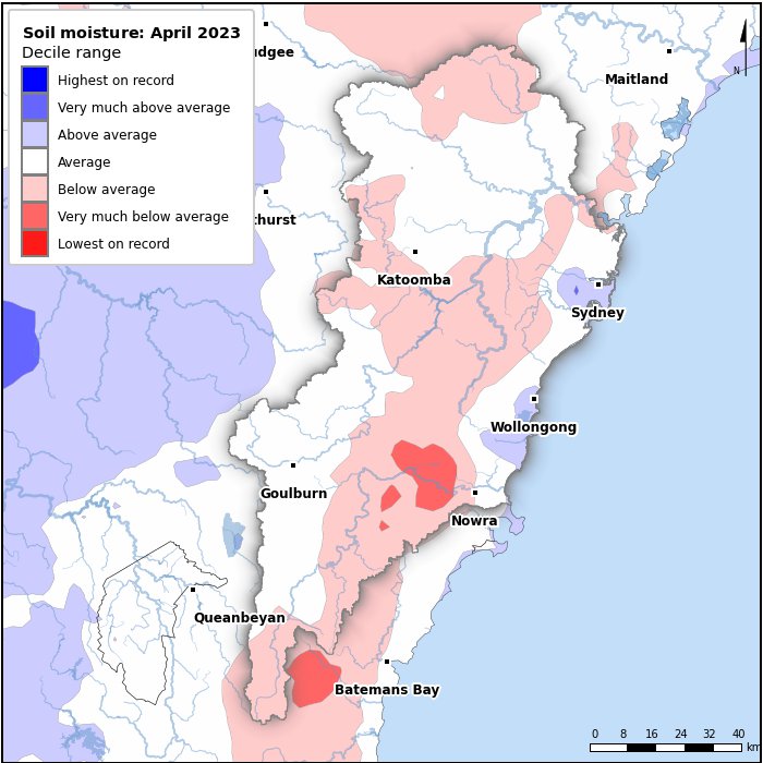 Soil moisture deciles: April 2023