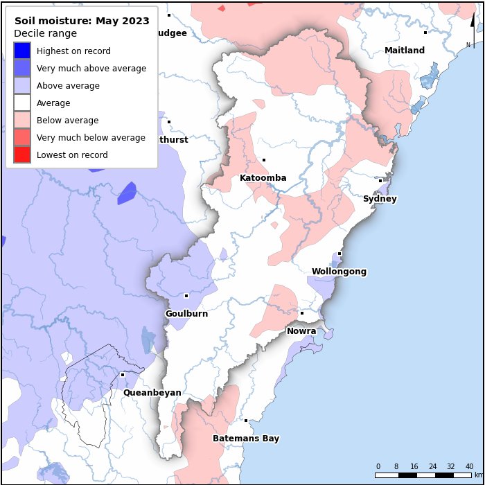 Soil moisture deciles: May 2023