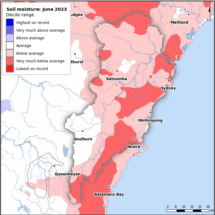 Soil moisture deciles: June 2023
