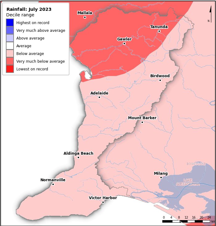 Rainfall deciles: July 2023
