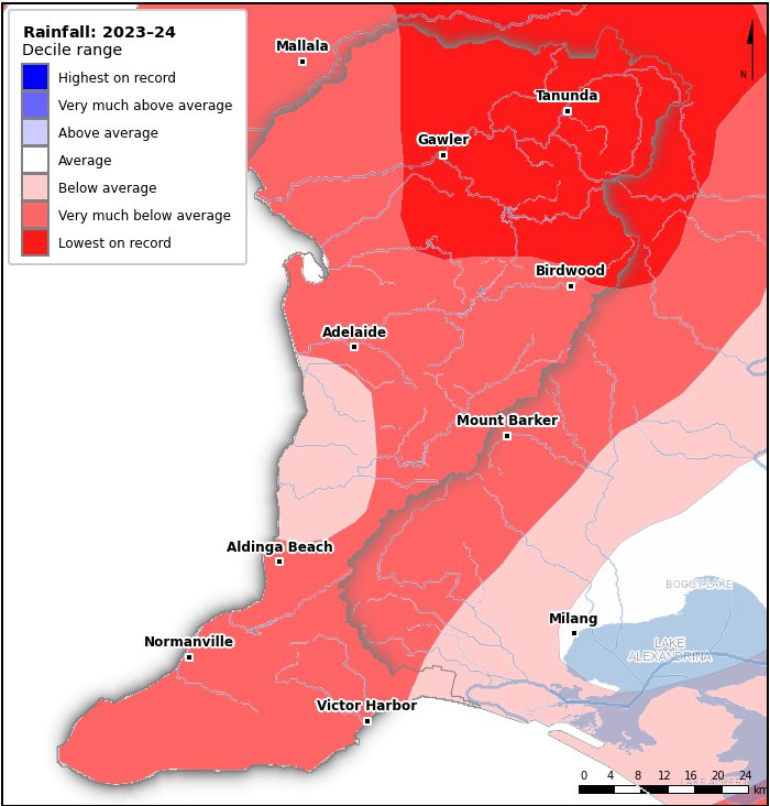 Rainfall deciles: July 2023–June 2024