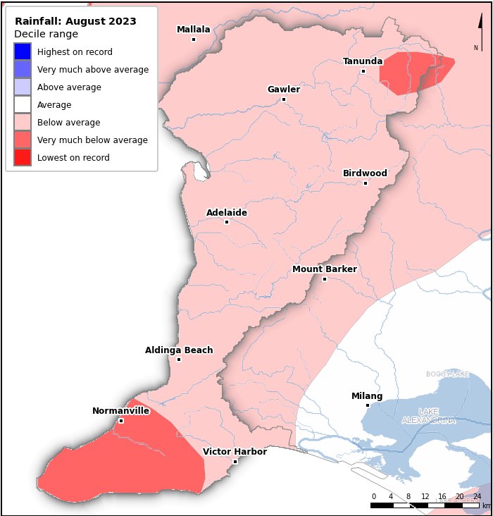 Rainfall deciles: August 2023