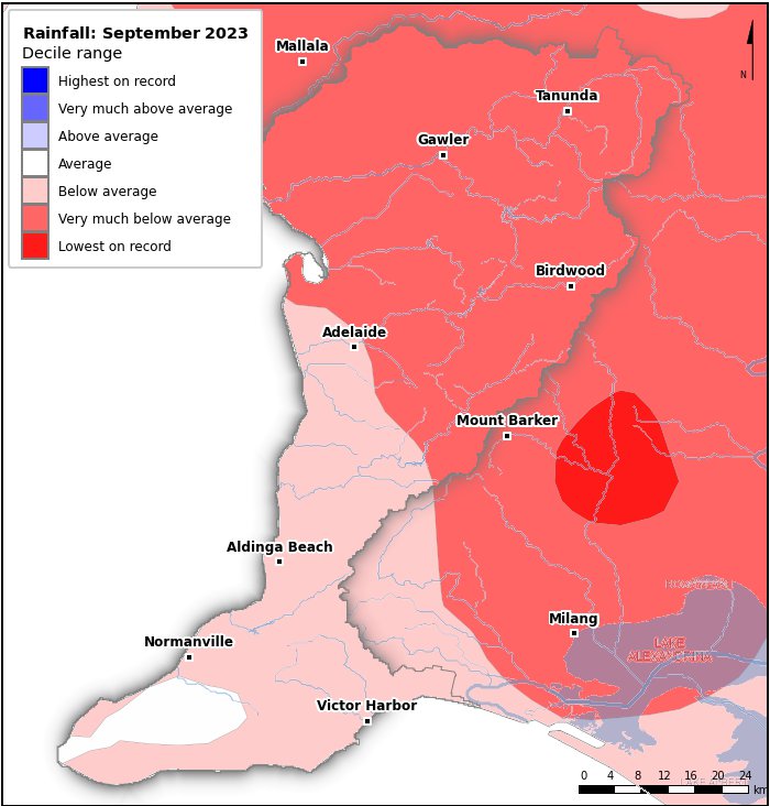 Rainfall deciles: September 2023