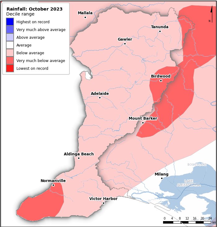 Rainfall deciles: October 2023