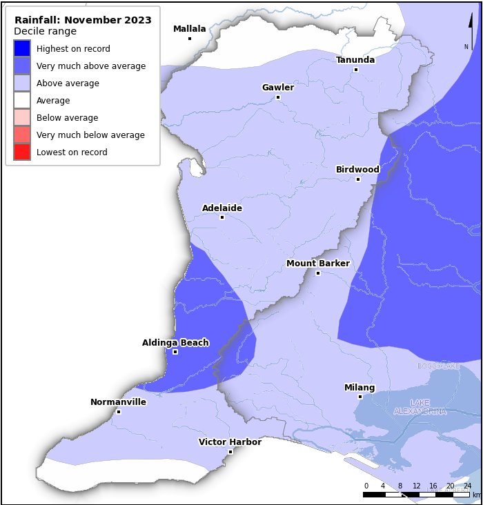 Rainfall deciles: November 2023