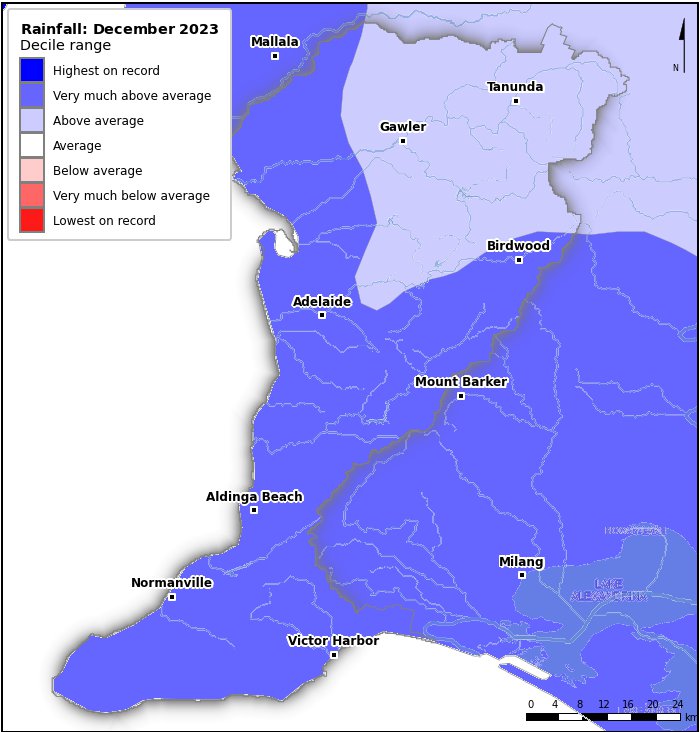 Rainfall deciles: December 2023