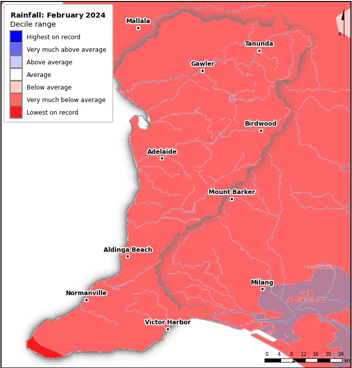Rainfall deciles: February 2024