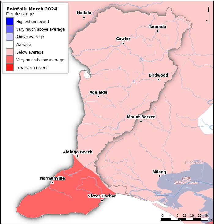 Rainfall deciles: March 2024