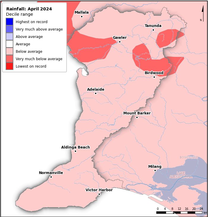 Rainfall deciles: April 2024