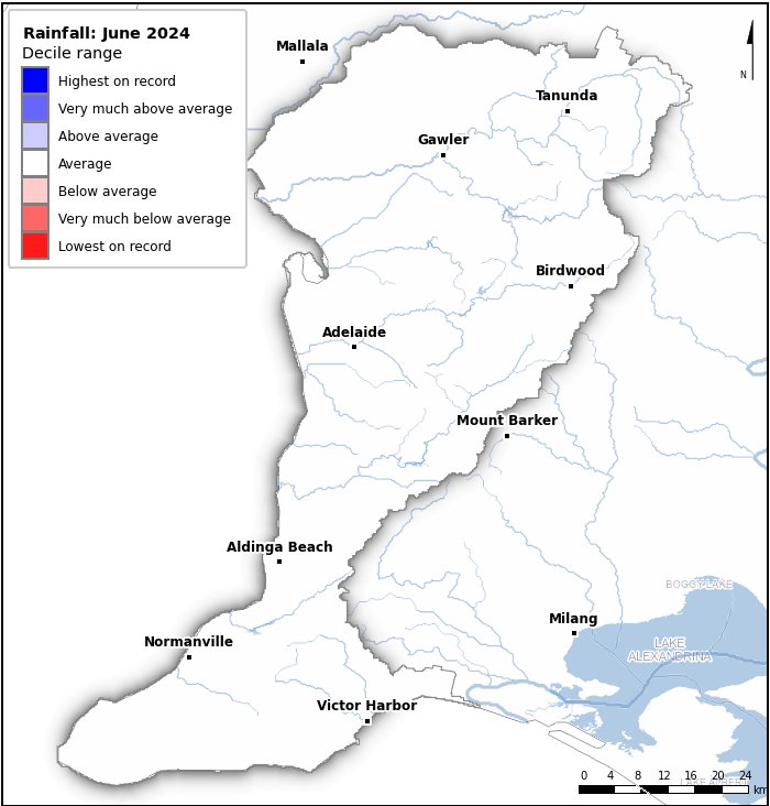Rainfall deciles: June 2024