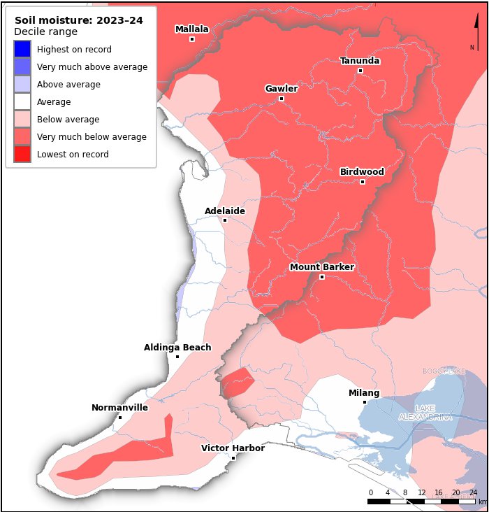 Soil moisture deciles: July 2023–June 2024
