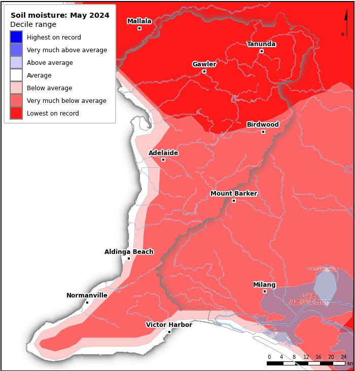 Soil moisture deciles: May 2024