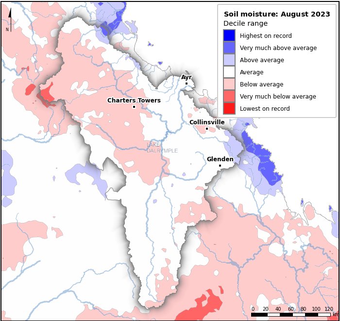 Soil moisture deciles: August 2023