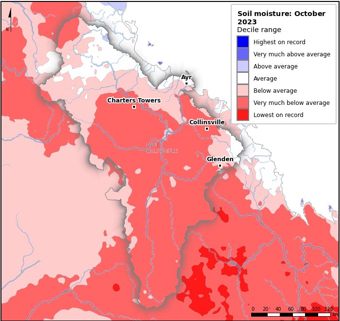 Soil moisture deciles: October 2023