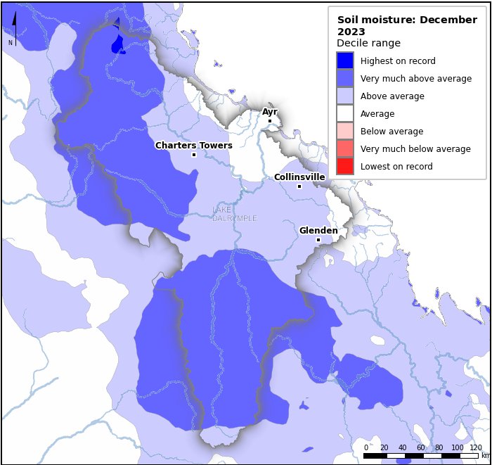 Soil moisture deciles: December 2023