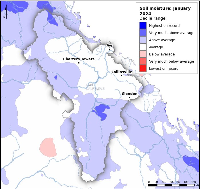 Soil moisture deciles: January 2024