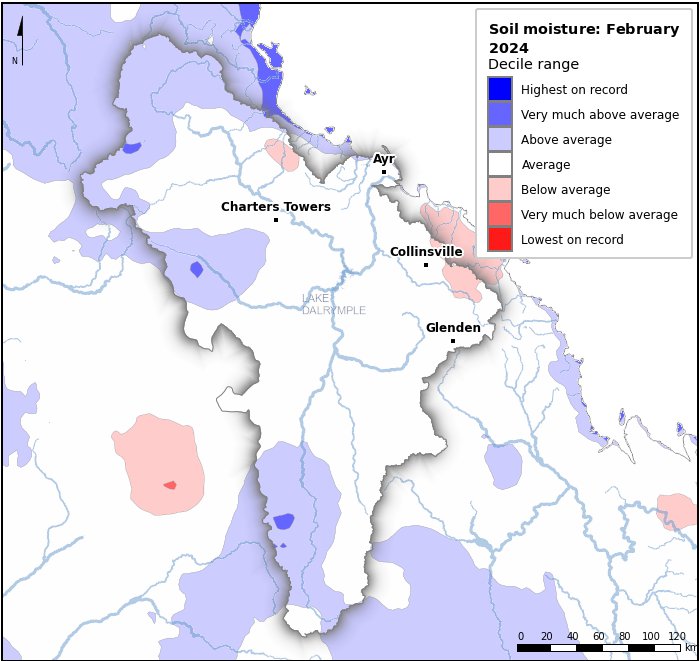 Soil moisture deciles: February 2024