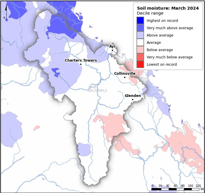 Soil moisture deciles: March 2024
