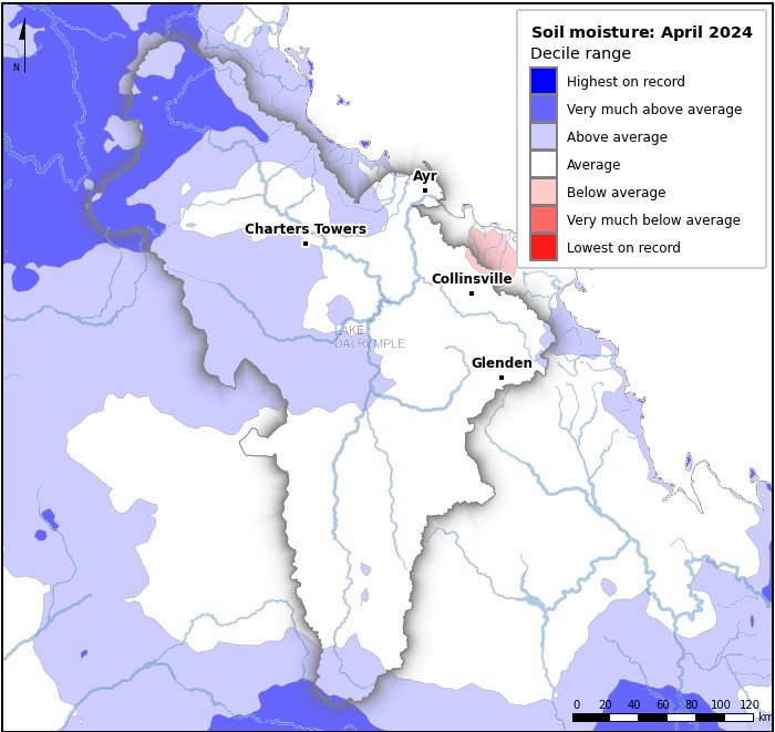Soil moisture deciles: April 2024