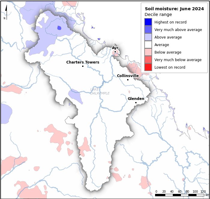 Soil moisture deciles: June 2024