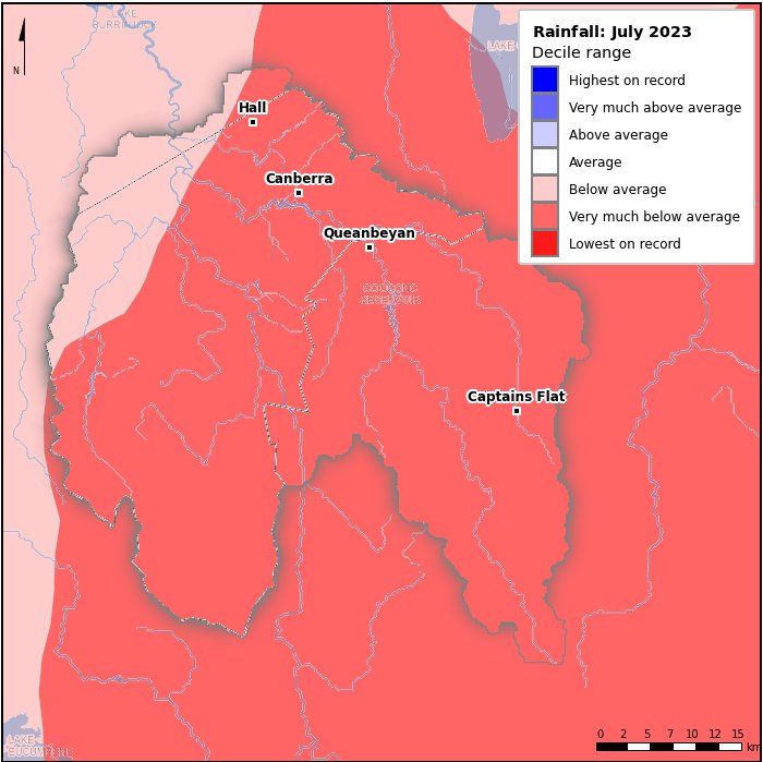 Rainfall deciles: July 2023