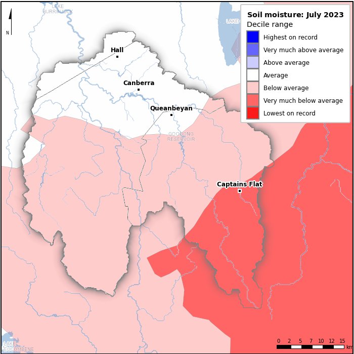 Soil moisture deciles: July 2023