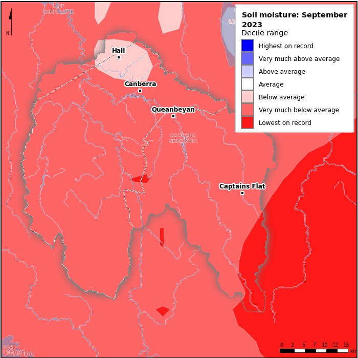 Soil moisture deciles: September 2023