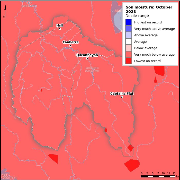 Soil moisture deciles: October 2023