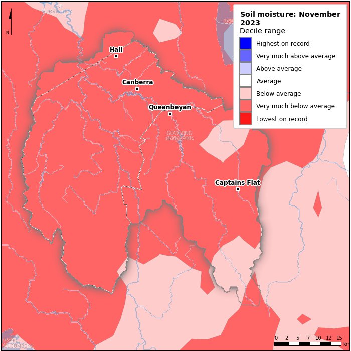 Soil moisture deciles: November 2023