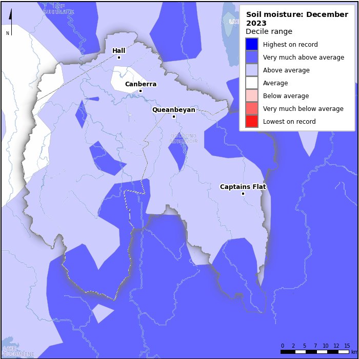 Soil moisture deciles: December 2023