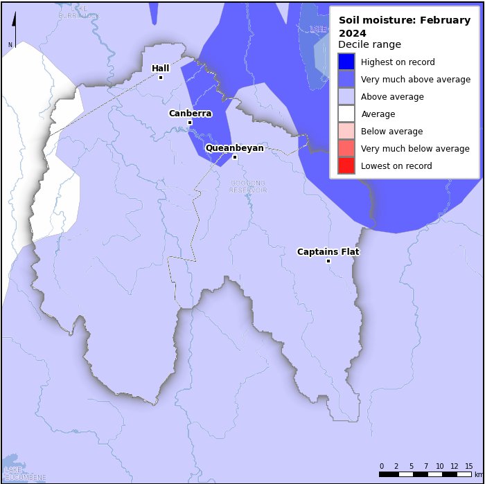 Soil moisture deciles: February 2024