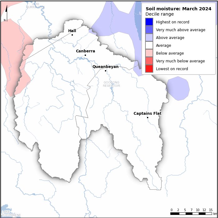 Soil moisture deciles: March 2024