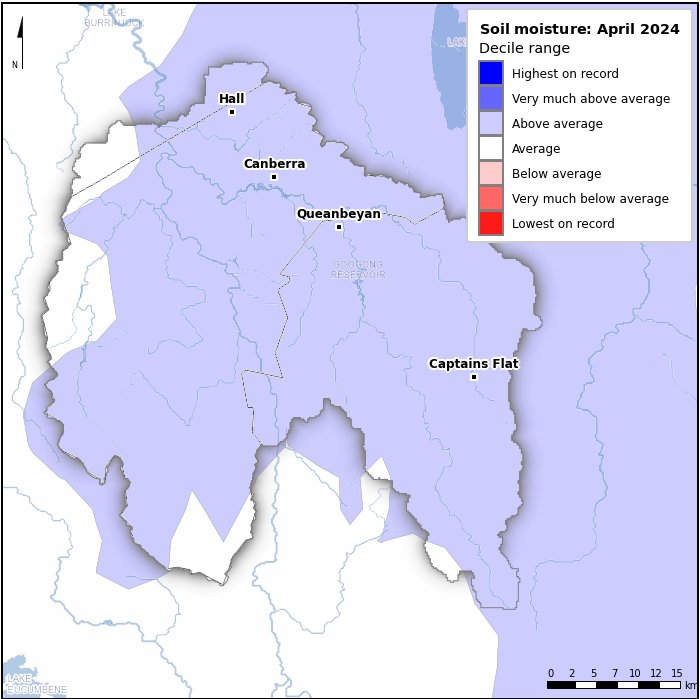Soil moisture deciles: April 2024