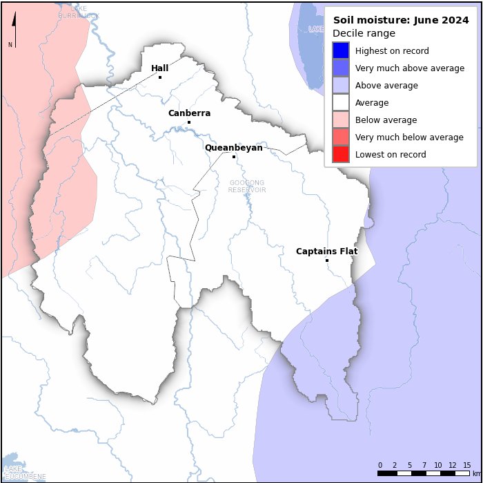 Soil moisture deciles: June 2024