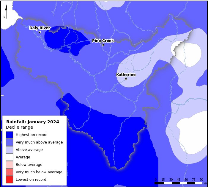 Rainfall deciles: January 2024