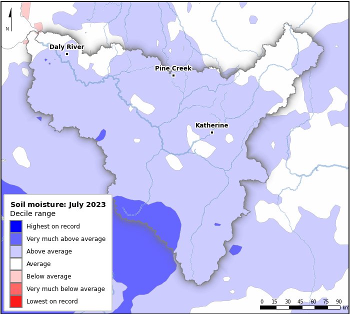 Soil moisture deciles: July 2023