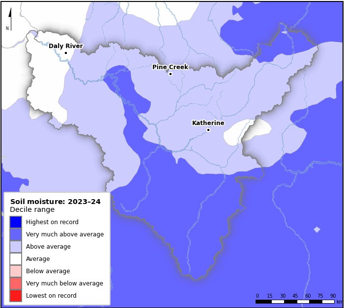 Soil moisture deciles: July 2023–June 2024