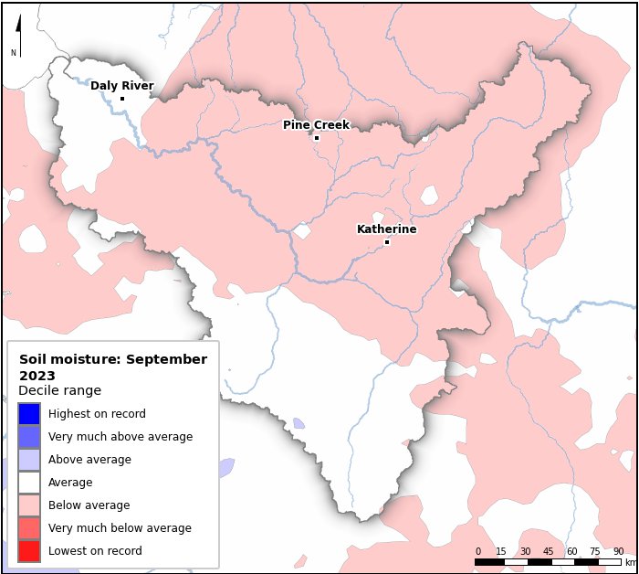 Soil moisture deciles: September 2023