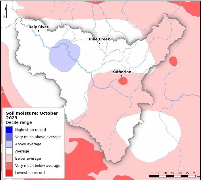 Soil moisture deciles: October 2023