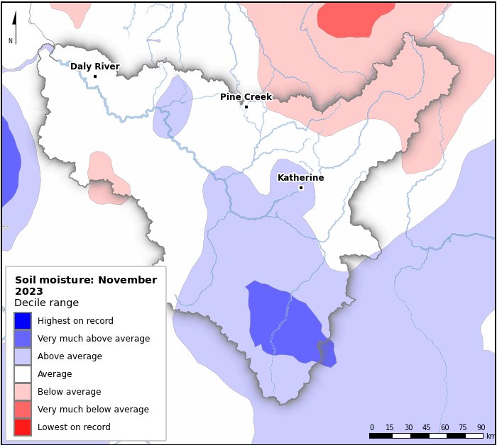 Soil moisture deciles: November 2023