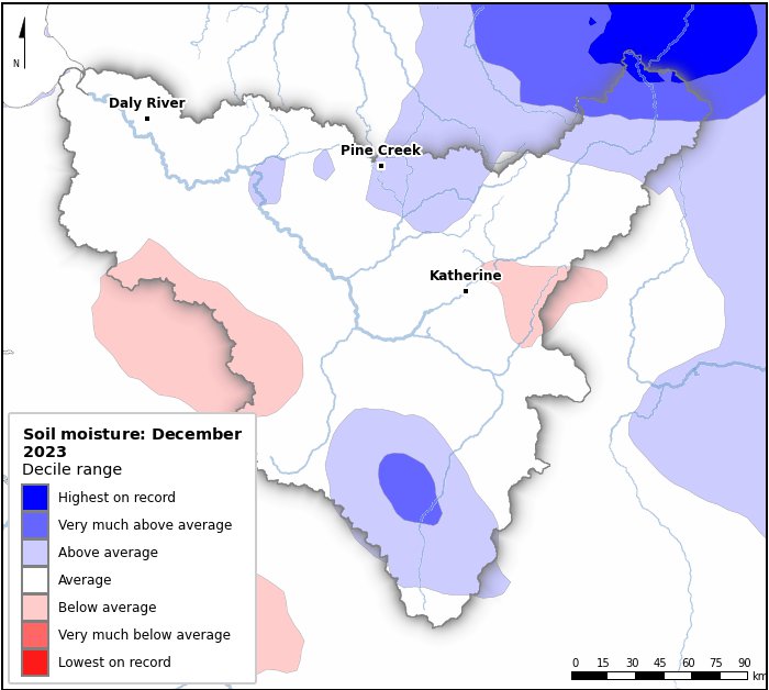 Soil moisture deciles: December 2023