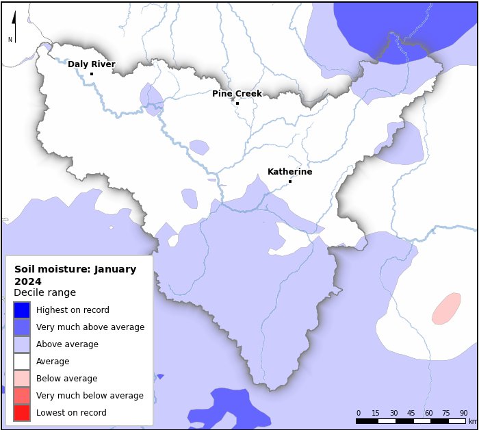 Soil moisture deciles: January 2024