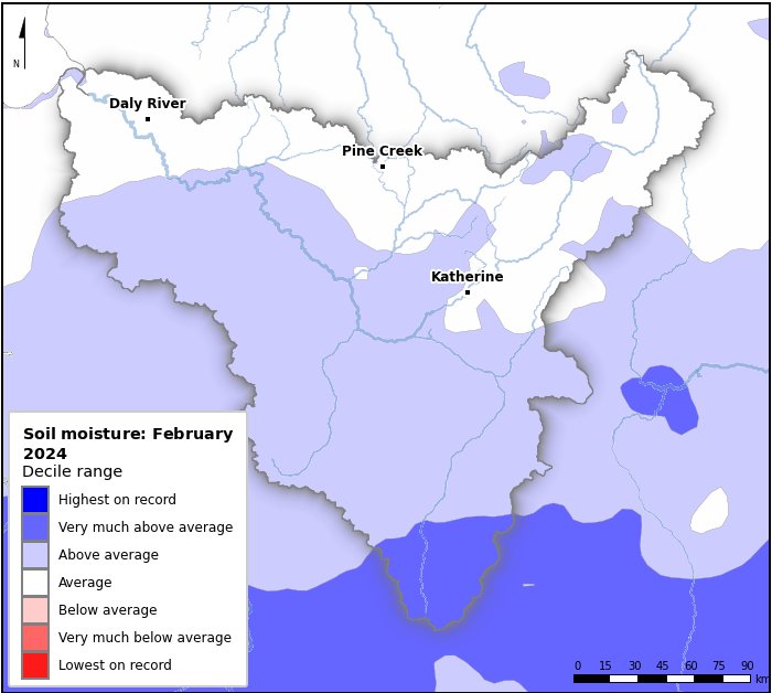 Soil moisture deciles: February 2024